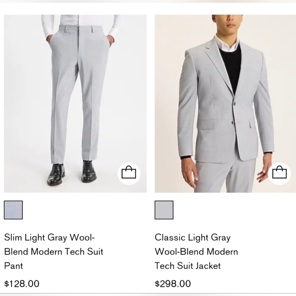 Express Slim Light Gray Wool Blend Modern Tech Suit & Nike Belt 30x30 & 36R - Picture 1 of 10